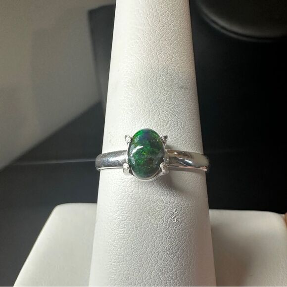 5x7mm cabochon opal solitaire in sterling silver! - Picture 10 of 10